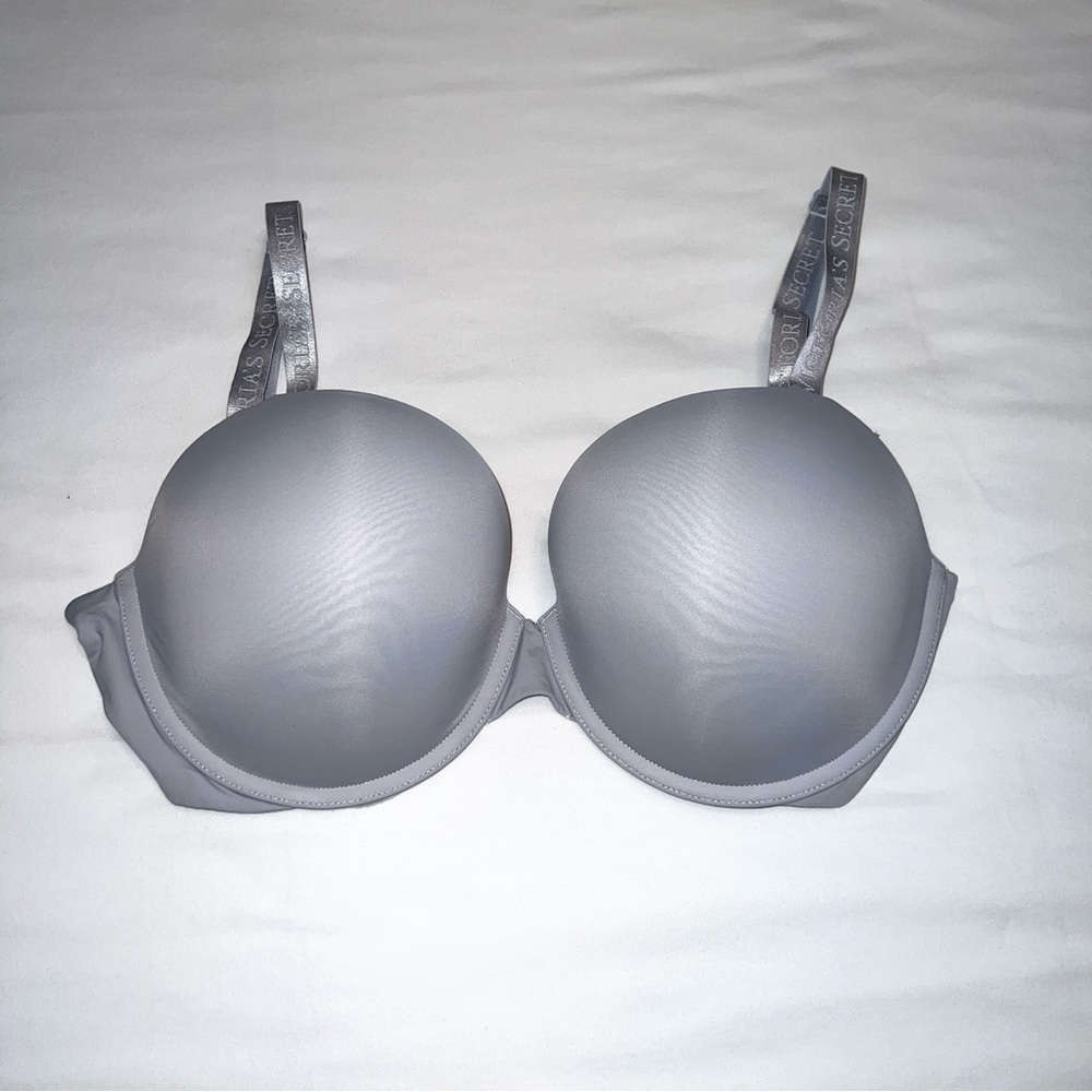 Victoria’s Secret Silver/Grey T-Shirt Push-Up Perfect Shape Smooth Bra Size 36E - Picture 2 of 11